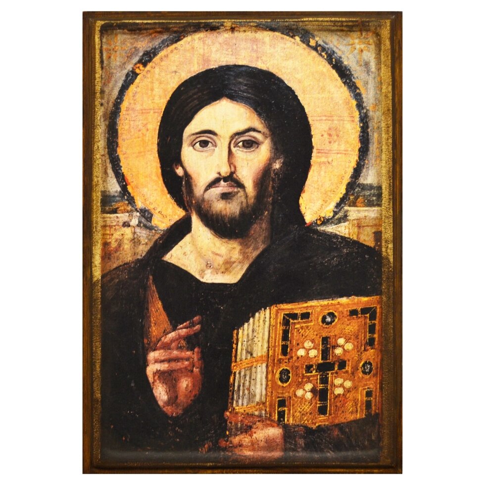 Ікона "Христос Пантократор з Синайського монастиря" на дереві 11х9 см від компанії Іконна лавка - фото 1