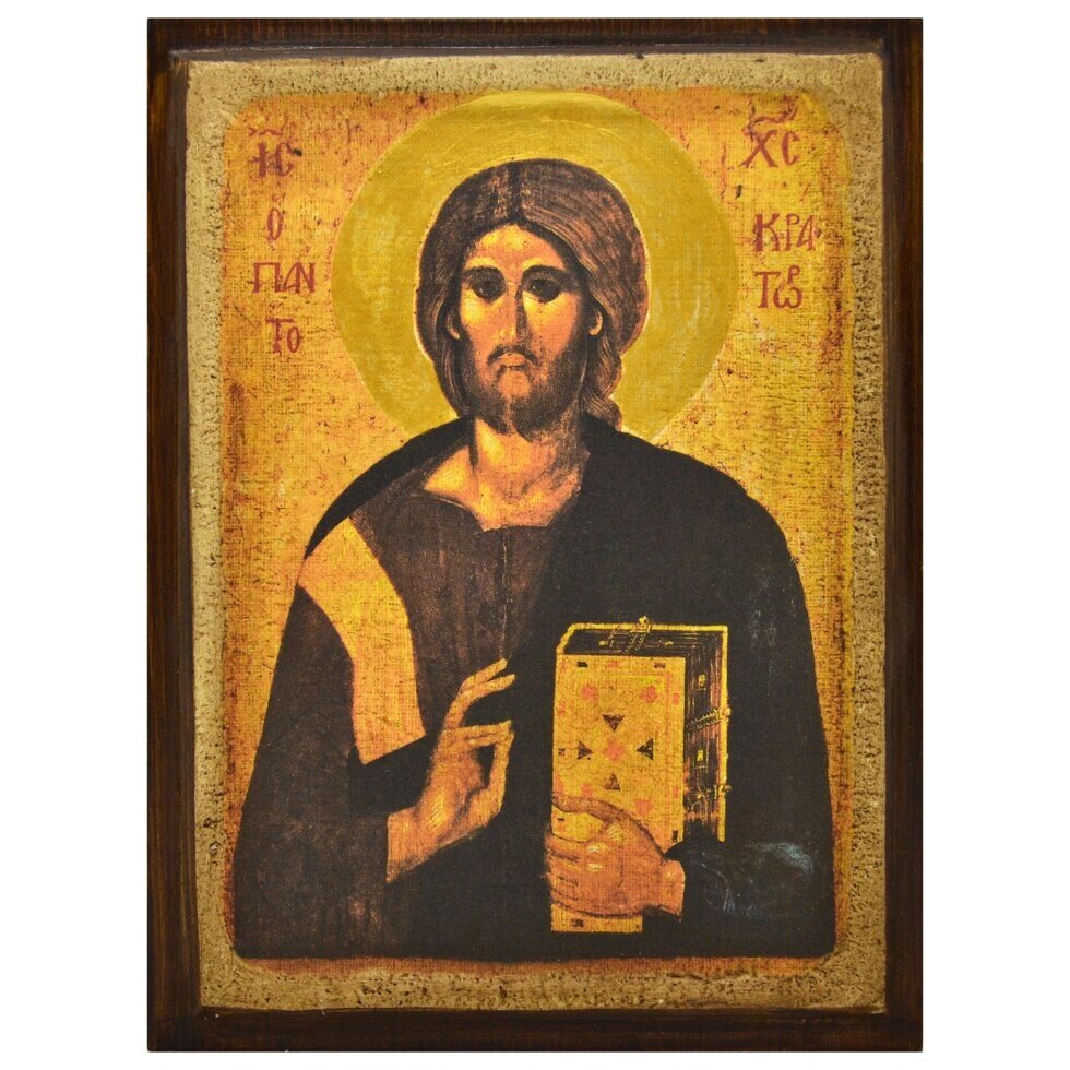 Ікона "Ісус Христос Пантократор" на дереві ХIII століття 15х18 см від компанії Іконна лавка - фото 1