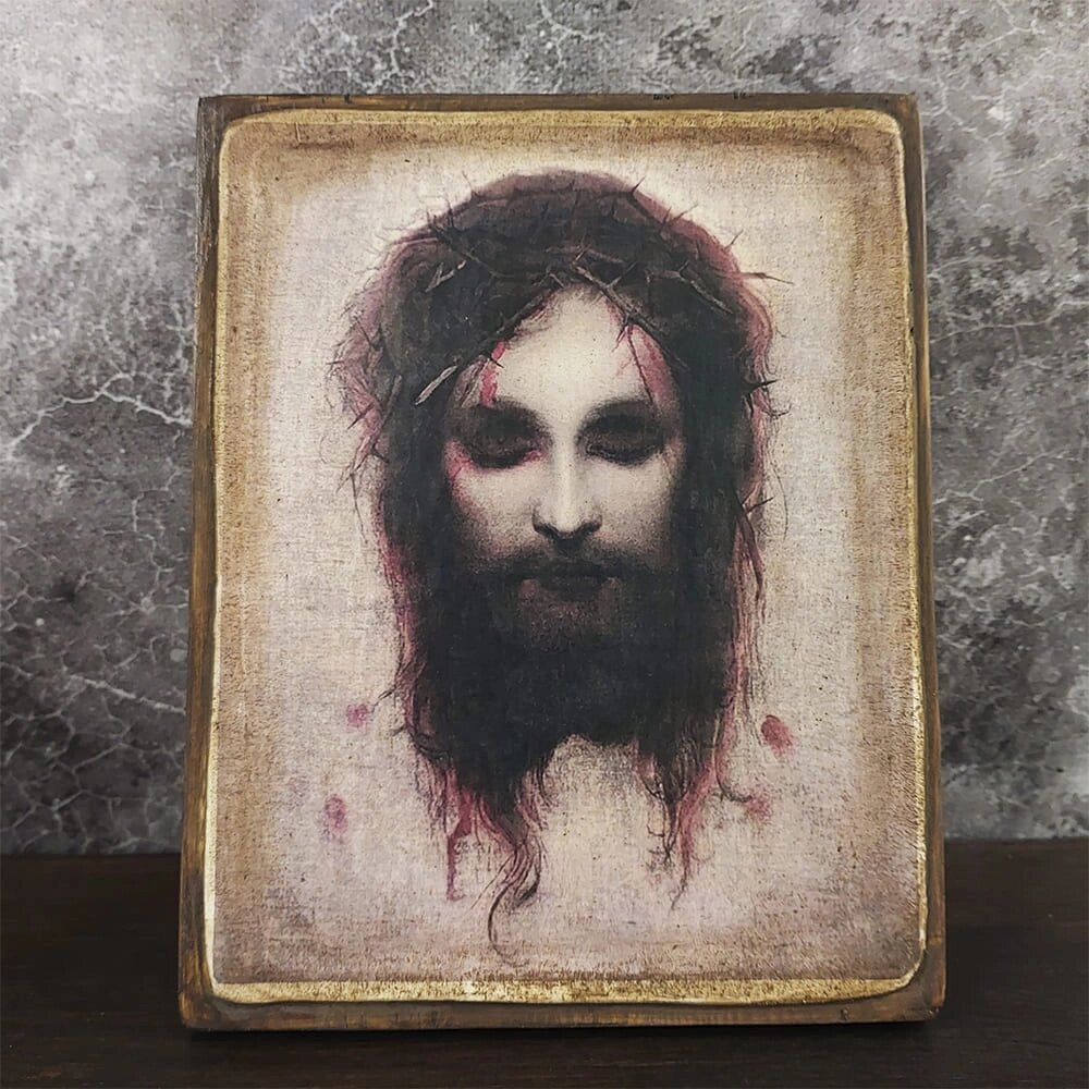 Ікона "Ісус моргаючий" на дереві 11х9 см від компанії Іконна лавка - фото 1