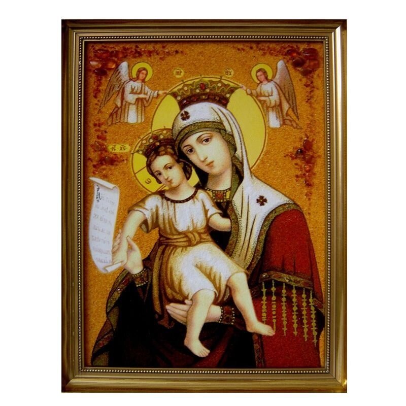 Икона из янтаря Богородица Достойно есть 15x20 см від компанії Іконна лавка - фото 1