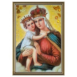 Ікона з бурштину Богородиця Єрусалимська 60x80 см