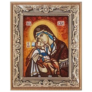 Ікона з бурштину Богородиця Взиграніе немовляти 20x30 см
