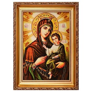 Ікона з бурштину "Божа Матір Скоропослушниця" 20x30 см