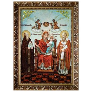 Ікона з бурштину Образ Пресвятої Богородиці Економіса 60x80 см