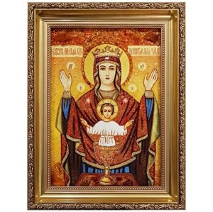 Ікона з бурштину Образ Пресвятої Богородиці Невипивана чаша 80x120 см