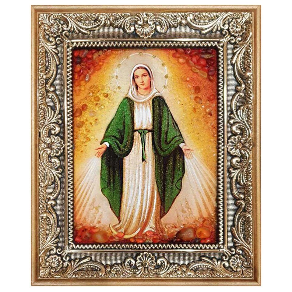 Икона из янтаря "Пресвятая Богородица" 15x20 см від компанії Іконна лавка - фото 1