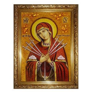Ікона з бурштину Пресвята Богородиця Семистрільна 20x30 см