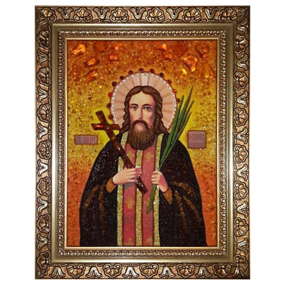 Икона из янтаря "Священномученик Лукиан Печерский" 15x20 см від компанії Іконна лавка - фото 1