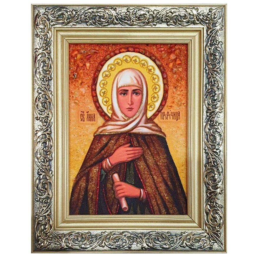 Икона из янтаря Святая Анна Пророчица 15x20 см від компанії Іконна лавка - фото 1