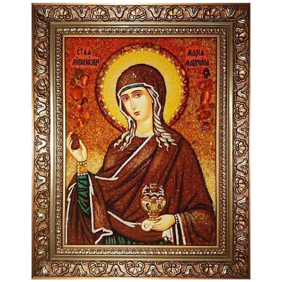 Икона из янтаря "Святая Мария Магдалина" 15x20 см від компанії Іконна лавка - фото 1