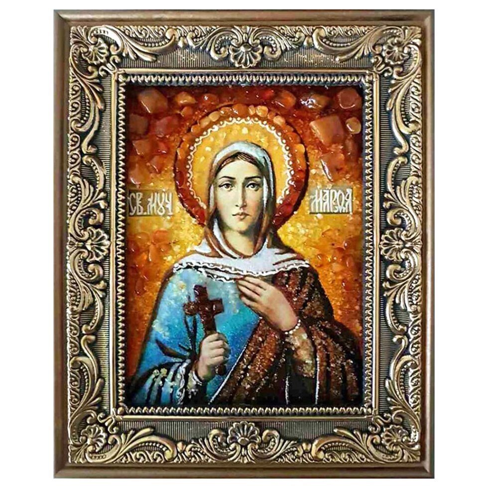 Икона из янтаря "Святая мученица Марфа" 15x20 см від компанії Іконна лавка - фото 1