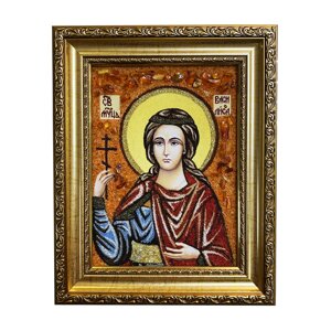 Ікона з бурштину Свята мучениця Василиса 30x40 см