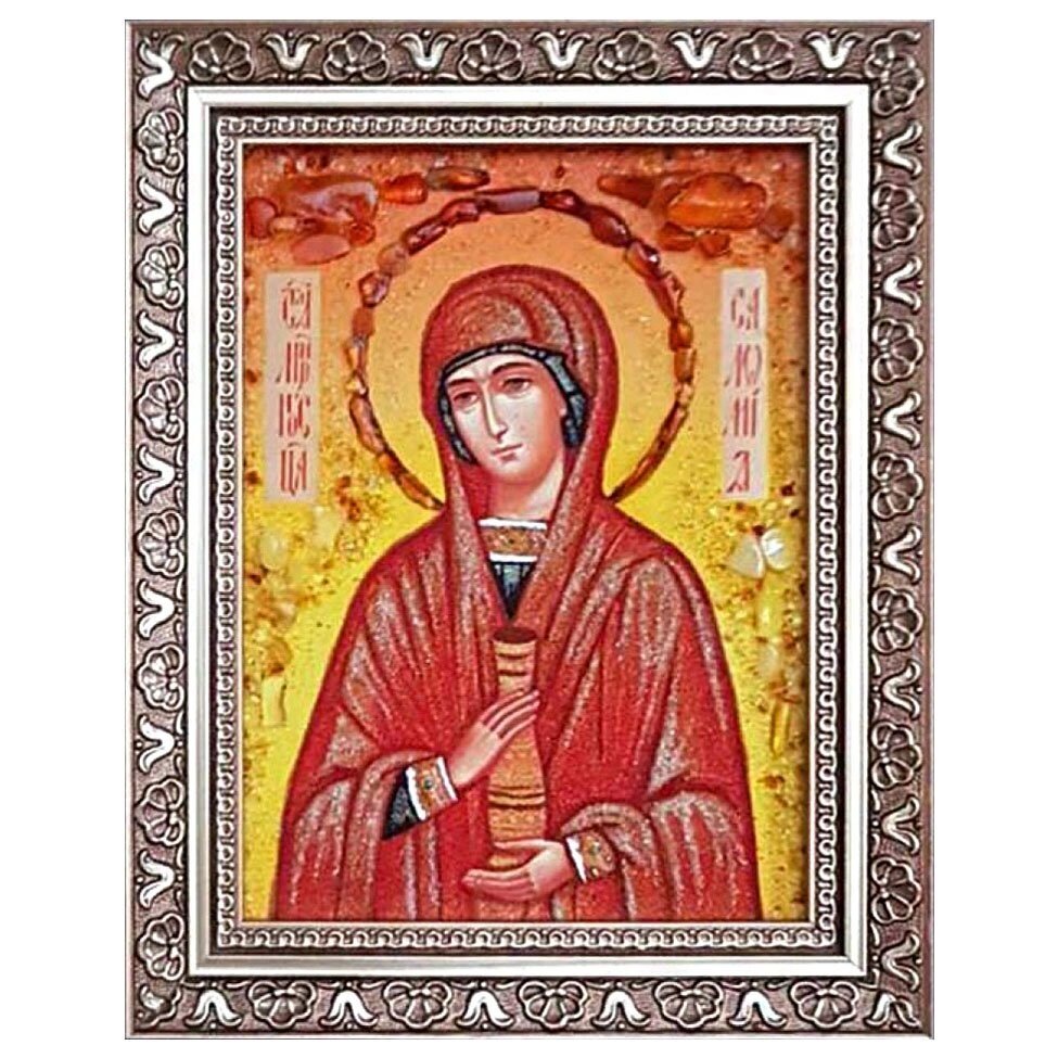 Икона из янтаря "Святая Саломия Мироносица" 15x20 см від компанії Іконна лавка - фото 1