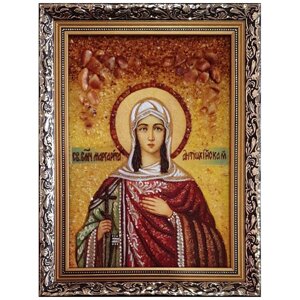 Ікона з бурштину "Свята великомучениця Маргарита Антіохійська" 40x60 см