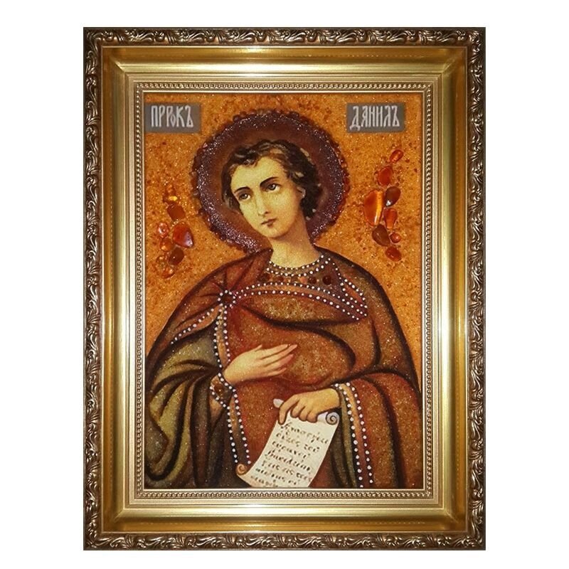 Икона из янтаря Святой Даниил 15x20 см від компанії Іконна лавка - фото 1