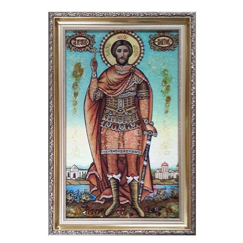 Икона из янтаря Святой мученик Виктор 15x20 см від компанії Іконна лавка - фото 1