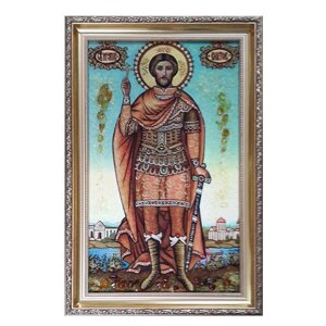 Икона из янтаря Святой мученик Виктор 20x30 см