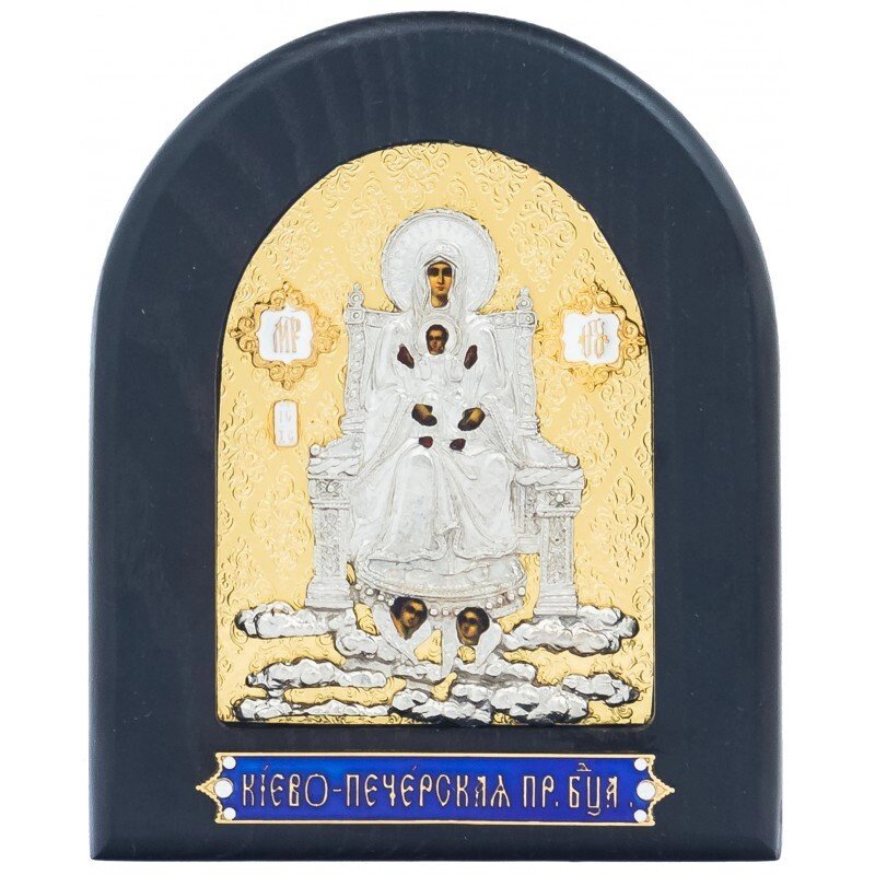 Ікона "Києво-Печерська Пресвята Богородиця" зі срібла настільна від компанії Іконна лавка - фото 1