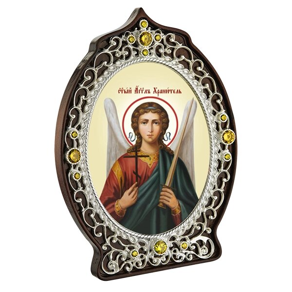 Ікона латунна "Ангел Хранитель" з камінням від компанії Іконна лавка - фото 1