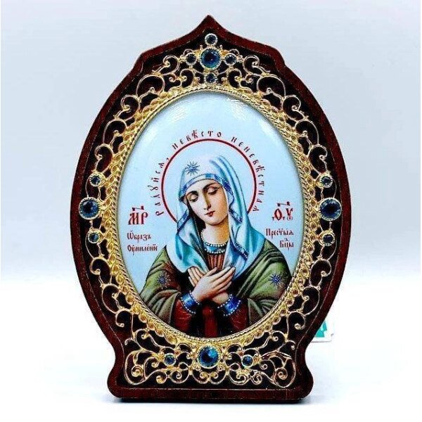 Ікона латунна "Матір Божа Замилування" в позолоті від компанії Іконна лавка - фото 1