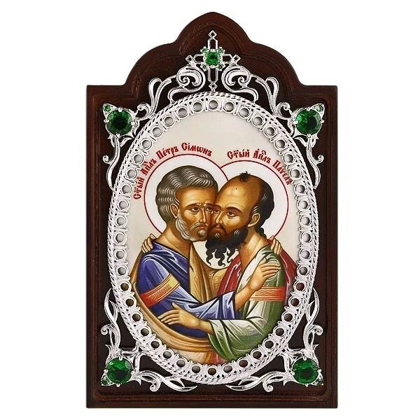 Ікона латунна на дереві "Апостол Петро і Павло" від компанії Іконна лавка - фото 1
