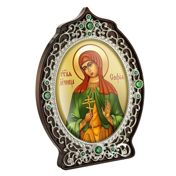 Ікона латунна на дереві "Свята мучениця Софія" від компанії Іконна лавка - фото 1