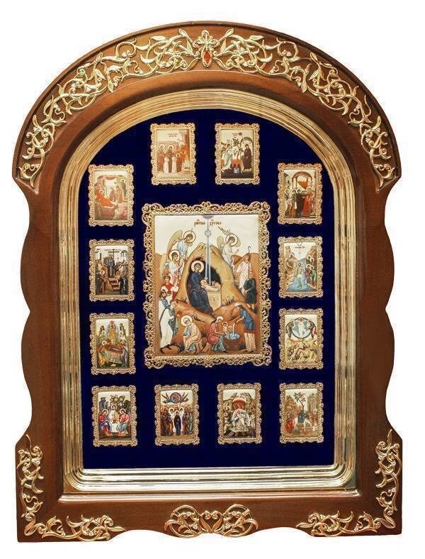 Ікона латунна настінна "Двунадесяті свята" від компанії Іконна лавка - фото 1