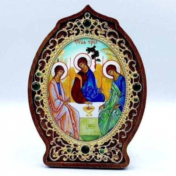 Ікона латунна "Свята Трійця" в позолоті від компанії Іконна лавка - фото 1
