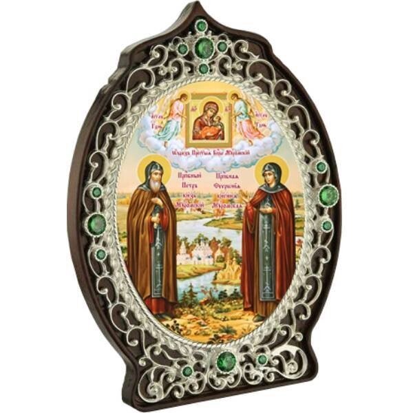 Ікона латунна "Святі Петро і Февронія" від компанії Іконна лавка - фото 1
