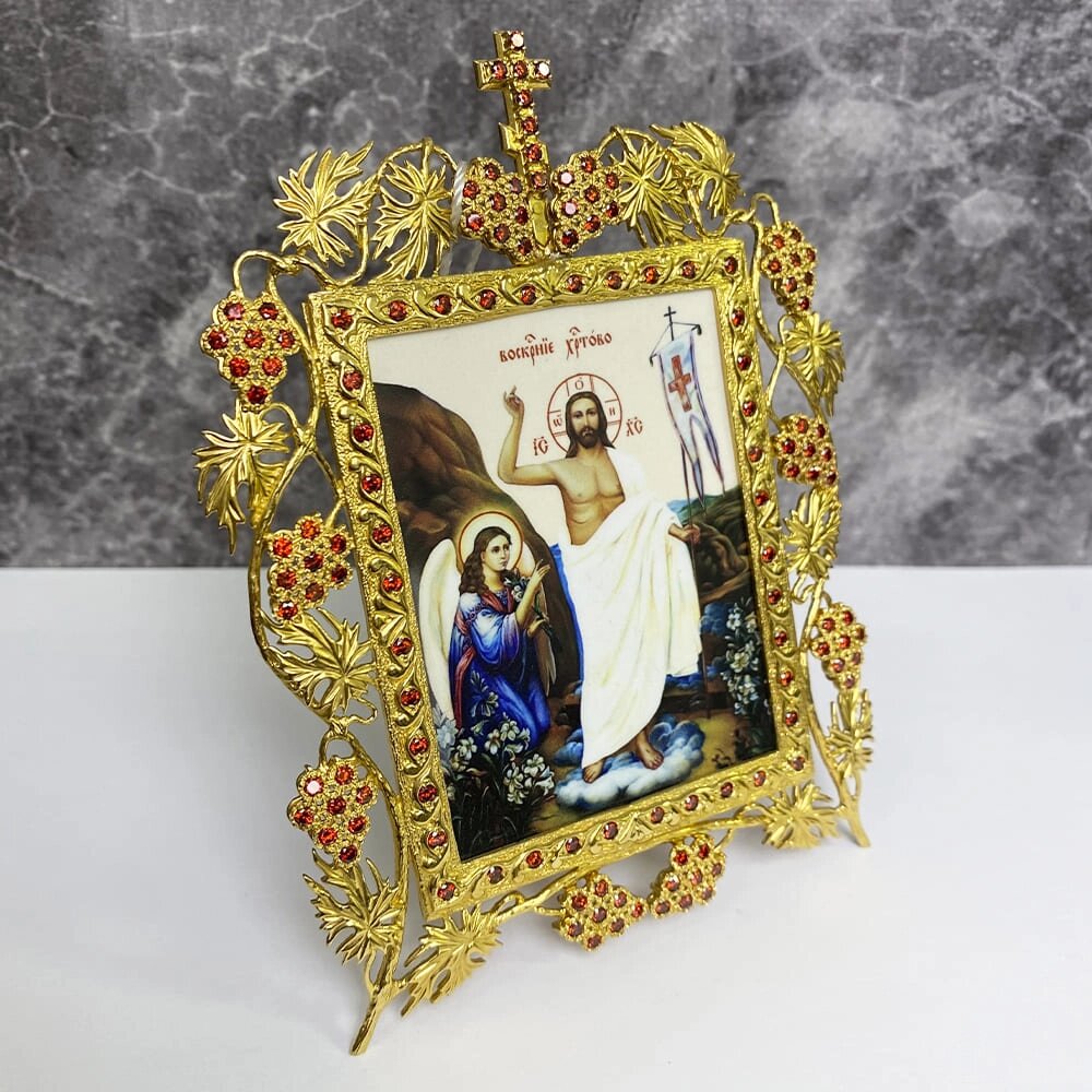 Ікона латунна "Воскресіння Христове" у позолоті від компанії Іконна лавка - фото 1