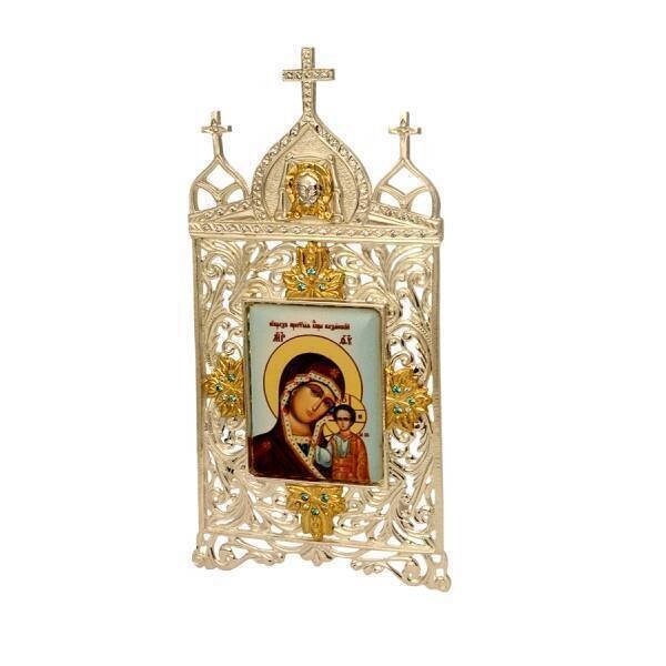 Ікона настільна латунна "Образ Пресвятої Богородиці Казанська" від компанії Іконна лавка - фото 1