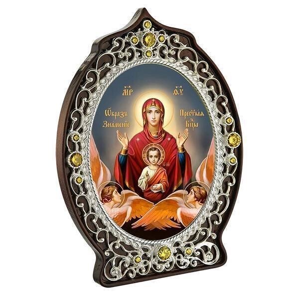 Ікона настільна латунна "Образ Пресвятої Богородиці Знамення" від компанії Іконна лавка - фото 1