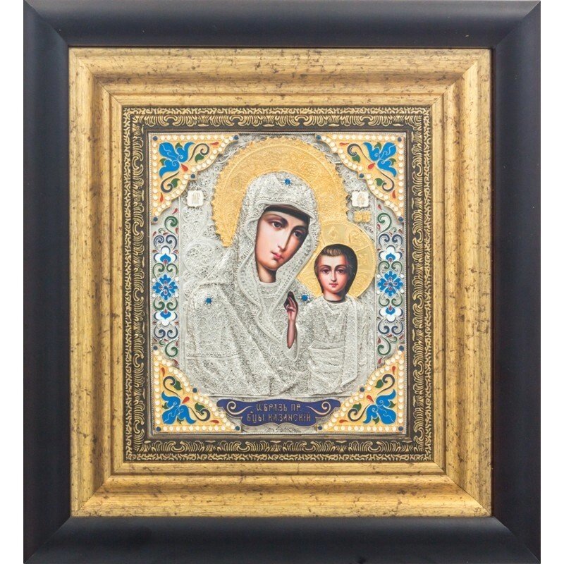 Ікона "Образ Пресвятої Богородиці Казанської" зі срібла 30х28см від компанії Іконна лавка - фото 1