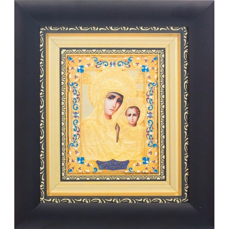 Ікона "Образ Пресвятої Богородиці Казанської" зі срібла в італійському багеті від компанії Іконна лавка - фото 1