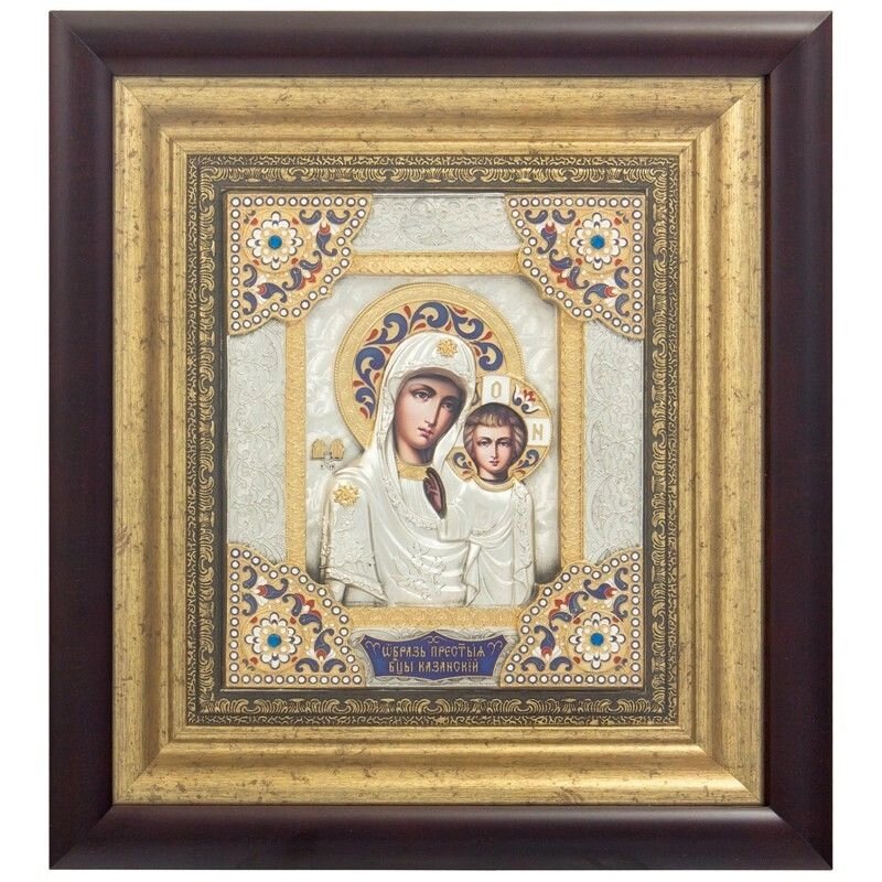 Ікона "Образ Пресвятої Богородиці Казанської" зі срібла від компанії Іконна лавка - фото 1