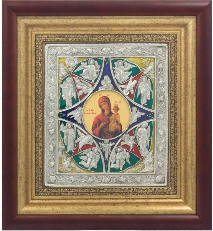 Ікона "Образ Пресвятої Богородиці Неопалима Купина" зі срібла з емалями від компанії Іконна лавка - фото 1
