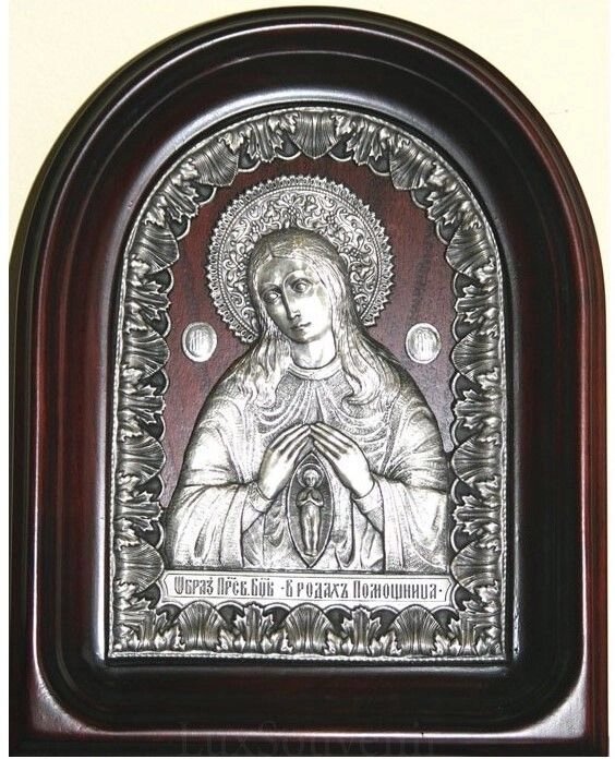 Ікона "Образ Пресвятої Богородиці в пологах Помічниця" зі срібла від компанії Іконна лавка - фото 1