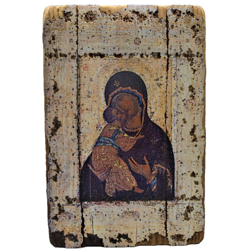 Ікона Богородиця Володимирська під старовину 40х30 см від компанії Іконна лавка - фото 1
