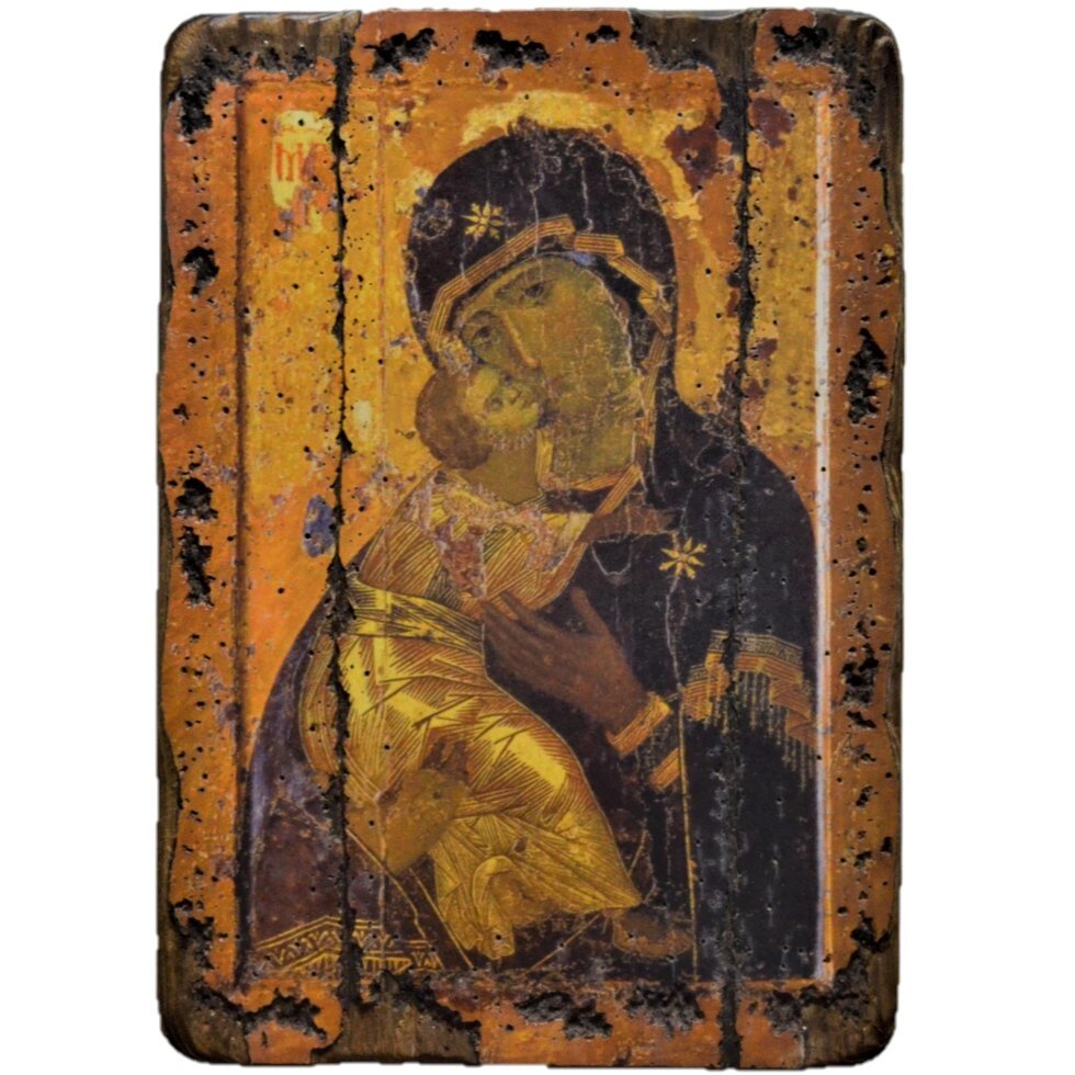 Ікона Божа матір Володимирська під старовину 30х20 см від компанії Іконна лавка - фото 1