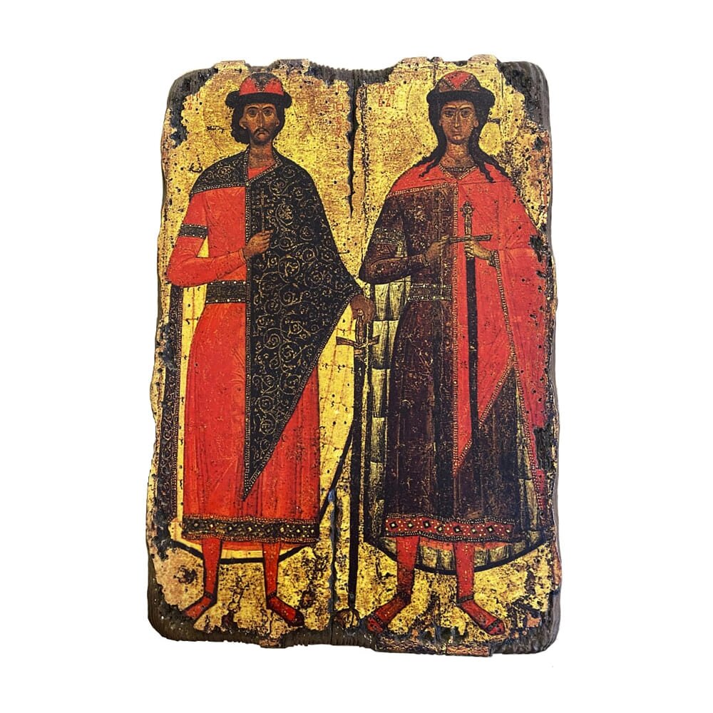 Ікона під старовину "Святі Борис та Гліб" від компанії Іконна лавка - фото 1