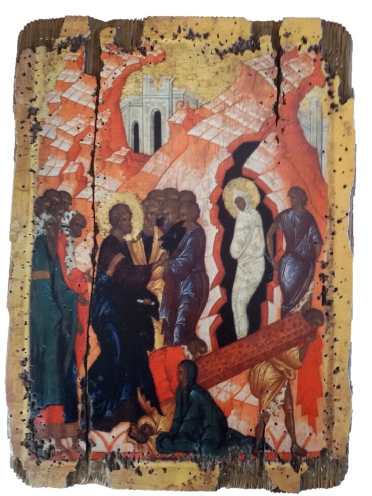 Ікона під старовину "Воскресіння Лазаря" від компанії Іконна лавка - фото 1