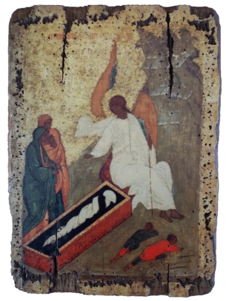 Ікона під старовину "Жінки-мироносиці біля гробу Господнього" від компанії Іконна лавка - фото 1