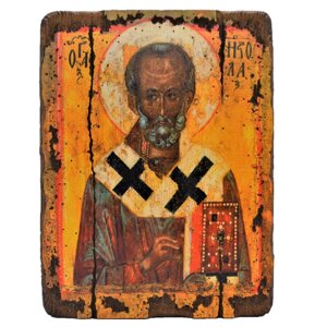 Ікона під старовину Святий Миколай Чудотворець 30х20 см
