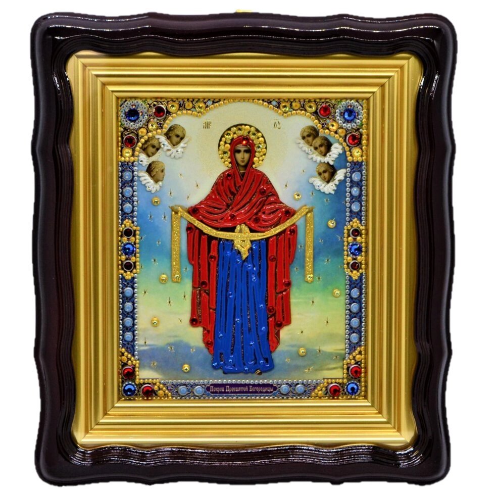 Ікона "Покров Пресвятої Богородиці" лист по склу від компанії Іконна лавка - фото 1