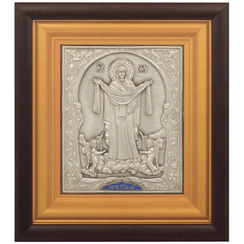 Ікона "Покров Пресвятої Богородиці" зі срібла від компанії Іконна лавка - фото 1