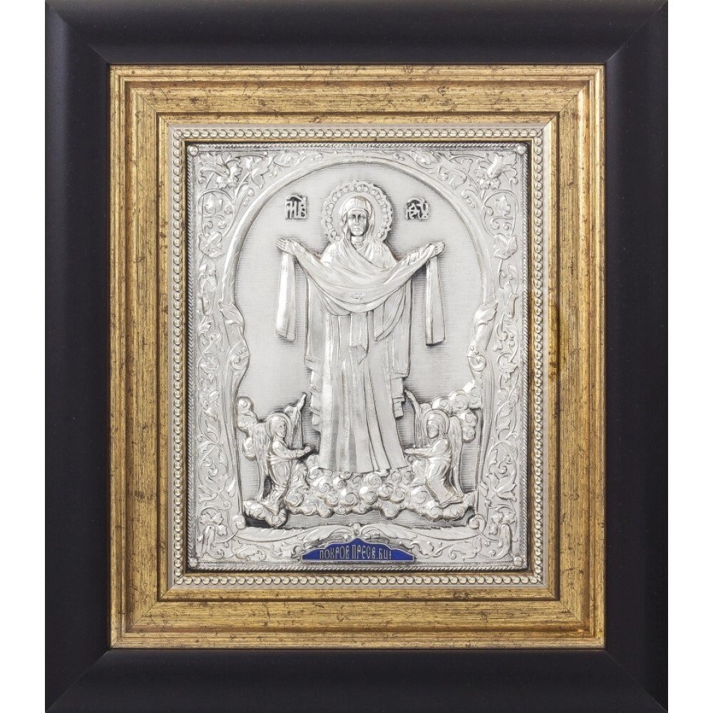 Ікона "Покров Пресвятої Богородиці" зі срібла від компанії Іконна лавка - фото 1