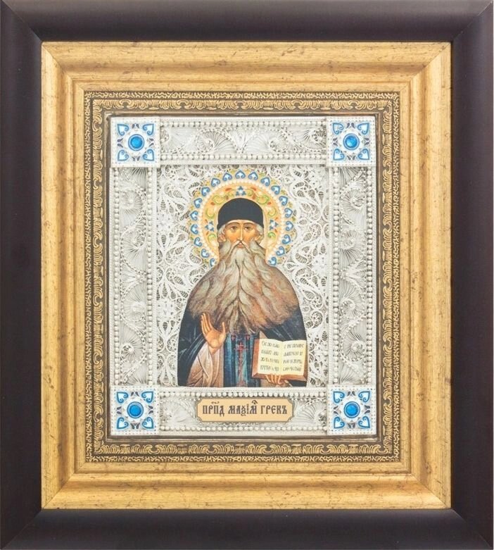 Ікона "Преподобний Максим Грек" зі срібла від компанії Іконна лавка - фото 1