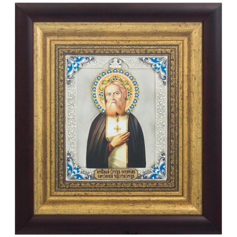 Ікона "Преподобний отець Серафим Саровський чудотворець" зі срібла від компанії Іконна лавка - фото 1