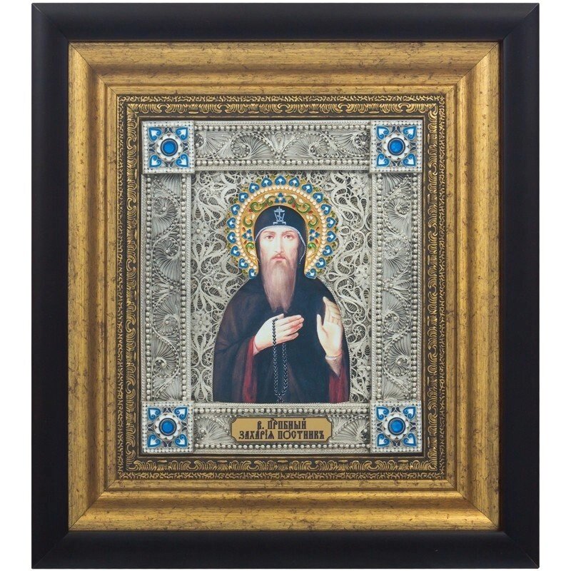 Ікона "Преподобний Захарія Постник" зі срібла від компанії Іконна лавка - фото 1