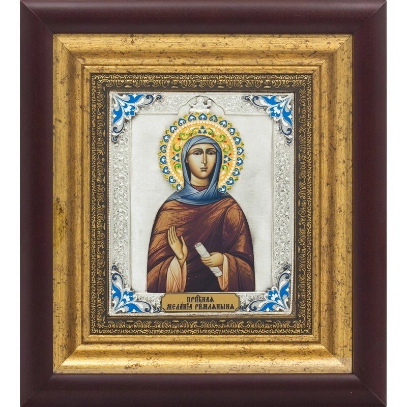 Ікона "преподобної Меланії Римлянки" зі срібла з емалями від компанії Іконна лавка - фото 1